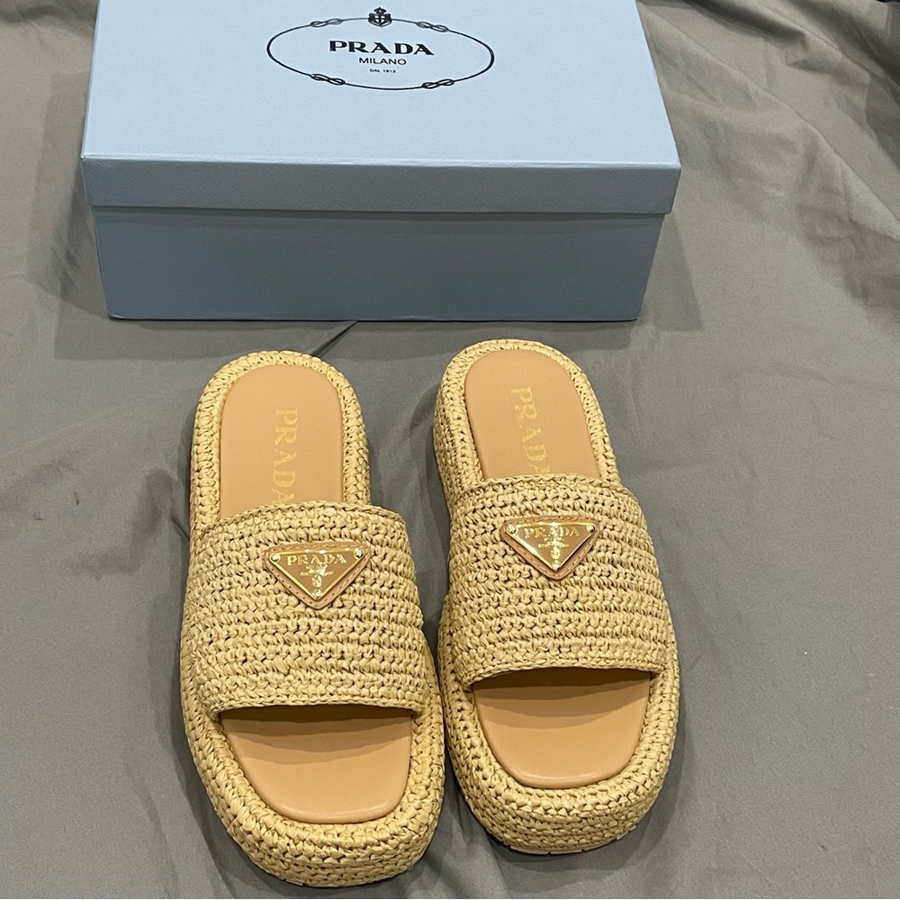 Prada Platform Woven Sandals
